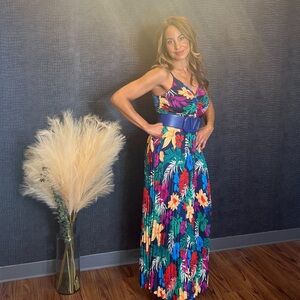 Skies are blue satin maxi dress